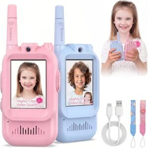 Children Toy Walkie Talkie – 2-Pack Kids Two-Way Radio with 1-3 KM Range, VOX Hands-Free & Belt Clip for Outdoor Adventures