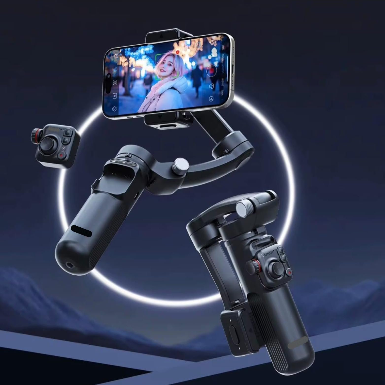 M05 3-Axis Smartphone Gimbal Stabilizer – AI Tracking, 7 Shooting Modes & Built-in Selfie Stick/Tripod for Vlogging – Black