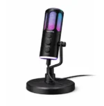 NeePho NP-M01 Gaming Microphone – USB/Type-C Desktop Condenser Mic with Active Noise Cancellation, RGB Lighting & 3.5mm Monitoring – Black