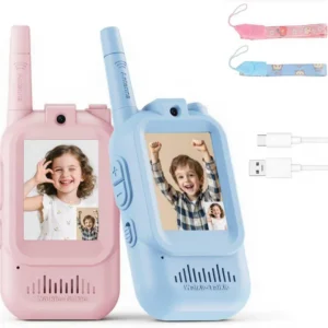 Kids Video Walkie Talkies – 2-Pack Rechargeable with 2.0″ Screen & Voice Changer for Outdoor Adventure
