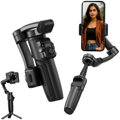 M05 3-Axis Smartphone Gimbal Stabilizer – AI Tracking, 7 Shooting Modes & Built-in Selfie Stick/Tripod for Vlogging – Black - Image 2