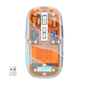 Transparent Wireless Mouse – Tri-Mode Bluetooth 5.1 & 2.4GHz Rechargeable Mouse with RGB LED & Silent Clicks for PC/Laptop/Mac/iPad