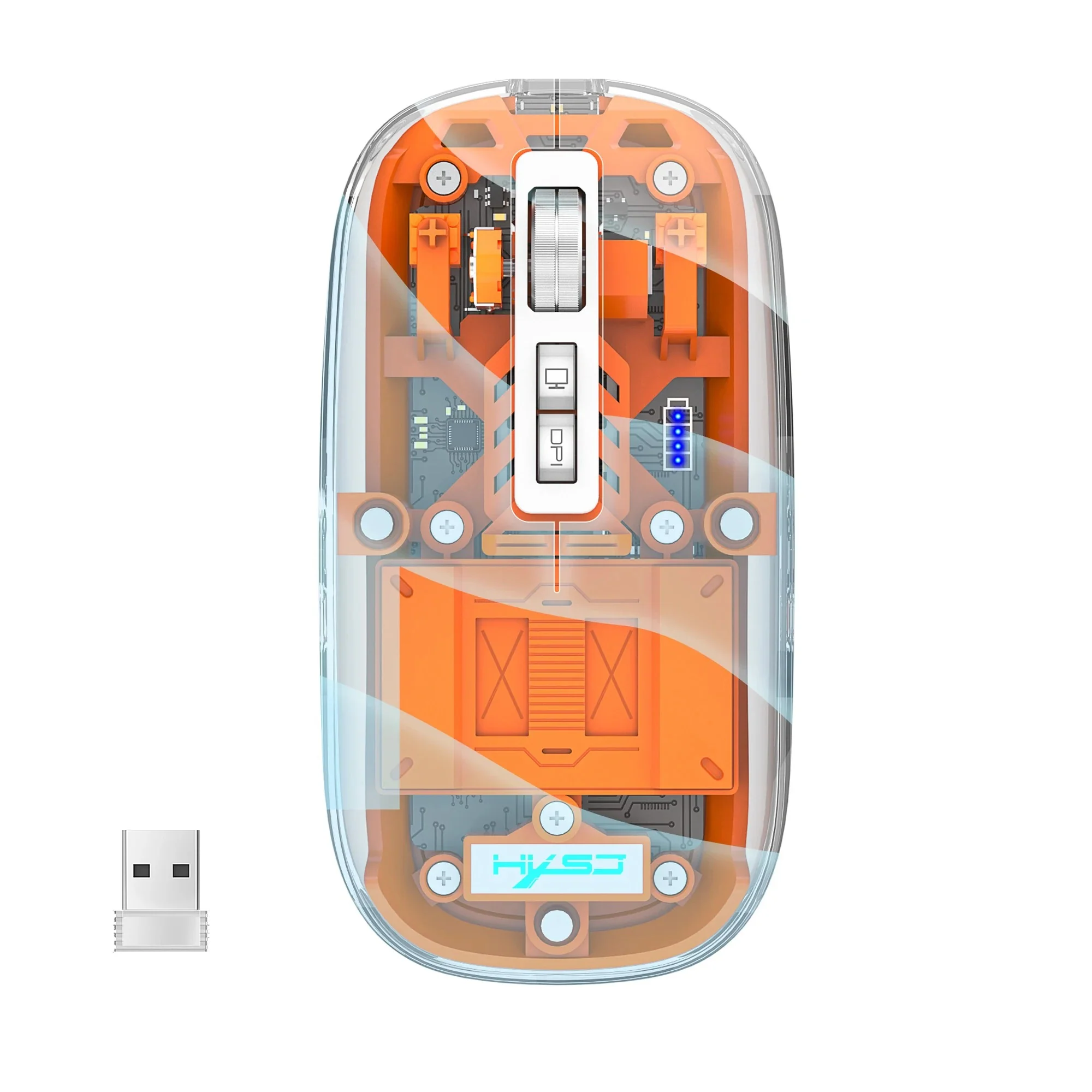 Transparent Wireless Mouse – Tri-Mode Bluetooth 5.1 & 2.4GHz Rechargeable Mouse with RGB LED & Silent Clicks for PC/Laptop/Mac/iPad